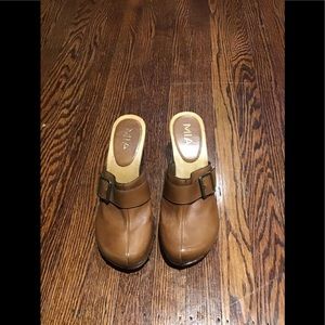 MIA Brown Leather Clog Size 9